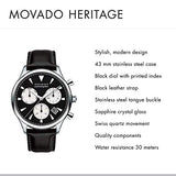 Movado Heritage Chronograph Black Dial Black Leather Strap Watch for Men - 3650005 Authentic Buy Shop Now