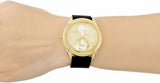 Guess G Twist Gold Dial Black Leather Strap Watch for Women - W0911L3 Authentic Buy Shop Now