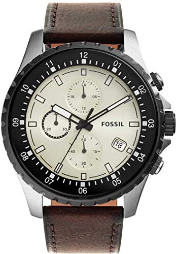Fossil Dillinger Chronograph White Dial Brown Leather Strap Watch for Men - FS5674 Authentic Buy Shop Now