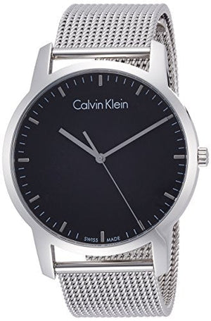 Calvin Klein City Chronograph Black Dial Silver Mesh Bracelet Watch for Men - K2G2G121 Authentic Buy Shop Now