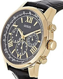 Guess Horizon Chronograph Quartz Black Dial Black Leather Strap Watch For Men - W0380G7 Authentic Buy Shop Now