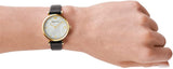 Emporio Armani Gianni T-Bar Quartz Mother of Pearl Dial Black Leather Strap Watch For Women - AR1910 Authentic Buy Shop Now