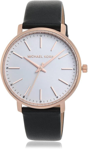 Michael Kors Pyper Quartz White Dial Black Leather Strap Watch For Women - MK2834 Authentic Buy Shop Now