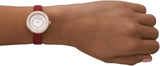 Emporio Armani Two-Hand Analog White Dial Red Leather Strap Watch For Women - AR11532 Authentic Buy Shop Now