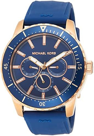 Michael Kors Cunningham Multifunction Blue Dial Blue Rubber Strap Watch For Men - MK7163 Authentic Buy Shop Now