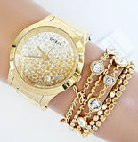 Guess Crush Gold Dial Gold Steel Strap Watch For Women - GW0020L2 Authentic Buy Shop Now
