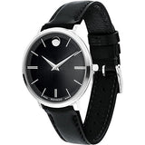 Movado Ultra Slim Black Dial Black Leather Strap Watch For Women - 0607094 Authentic Buy Shop Now