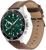 Tommy Hilfiger Larson Chronograph Green Dial Brown Leather Strap Watch For Men - 1791983 Authentic Buy Shop Now