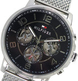 Tommy Hilfiger Chronograph Black Dial Silver Mesh Bracelet Watch for Men - 1791292 Authentic Buy Shop Now