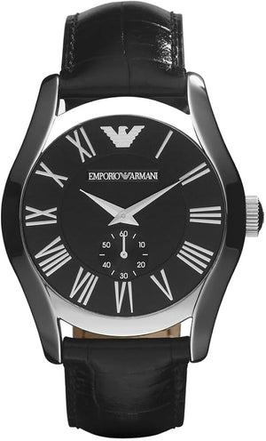 Emporio Armani Valente Black Dial Black Leather Strap Watch For Men - AR0643 Authentic Buy Shop Now