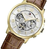 Tommy Hilfiger Keagan Quartz Silver Dial Brown Leather Strap Watch for Men - 1791291 Authentic Buy Shop Now