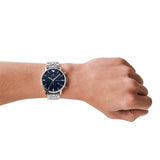 Emporio Armani Gianni Chronograph Blue Dial Silver Steel Strap Watch For Men - AR1648 Authentic Buy Shop Now