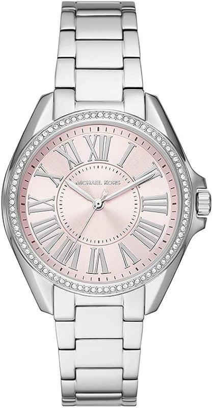 Michael Kors Kacie Three Hand Pink Dial Silver Steel Strap Watch for Women - MK6929 Authentic Buy Shop Now