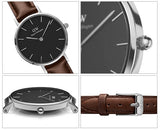 Daniel Wellington Classic Petite Bristol Black Dial Brown Leather Strap Watch For Women - DW00100233 Authentic Buy Shop Now