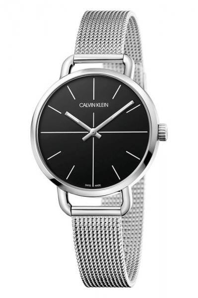 Calvin Klein Even Black Dial Silver Mesh Bracelet Watch for Women - K7B23121 Authentic Buy Shop Now