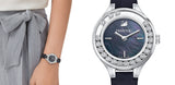 Swarovski Lovely Crystals Mother of Pearl Black Dial Black Leather Strap Watch for Women - 5242898 Authentic Buy Shop Now