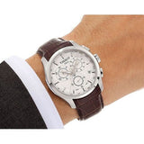 Tissot Couturier Chronograph White Dial Brown Leather Strap Watch For Men - T035.617.16.031.00 Authentic Buy Shop Now