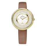 Swarovski Crystalline Pure White Dial Brown Leather Strap Watch for Women - 5275040 Authentic Buy Shop Now