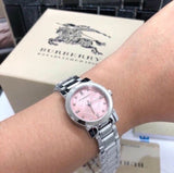 Burberry The City Diamonds Pink Dial Silver Steel Strap Watch for Women - BU9223 Authentic Buy Shop Now