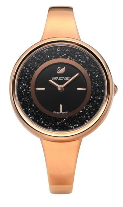 Swarovski Crystalline Pure Black Dial Rose Gold Steel Strap Watch for Women - 5295334 Authentic Buy Shop Now