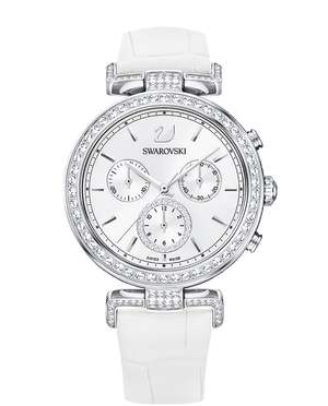 Swarovski Era Journey Silver Dial White Leather Strap Watch for Women - 5295346 Authentic Buy Shop Now