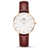Daniel Wellington Petite St Mawes White Dial Brown Leather Strap Watch For Women - DW00100175 Authentic Buy Shop Now