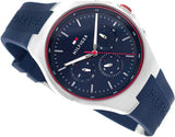 Tommy Hilfiger Justin Chronograph Blue Dial Blue Rubber Strap Watch for Men - 1792057 Authentic Buy Shop Now