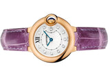 Cartier Ballon Bleu Diamonds White Dial Pink Leather Strap Watch for Women - WE902050 Authentic Buy Shop Now