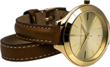 Michael Kors Runway Gold Dial Brown Leather Strap Watch For Women - MK2256 Authentic Buy Shop Now