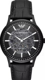 Emporio Armani Meccanico Automatic Black Dial Black Leather Strap Watch For Men - AR60042 Authentic Buy Shop Now