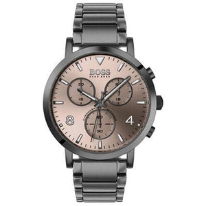 Hugo Boss Spirit Chronograph Grey Dial Grey Steel Strap Watch for Men - 1513695 Authentic Buy Shop Now
