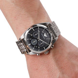 Emporio Armani Franco Black Dial Silver Steel Strap Watch For Men - AR0373 Authentic Buy Shop Now