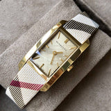 Burberry Nova Gold Tone Square Dial Leather Strap Watch for Women - BU1582 Authentic Buy Shop Now