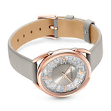 Swarovski Crystalline Glam Silver Dial Grey Leather Strap Watch for Women - 5452455 Authentic Buy Shop Now
