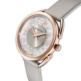 Swarovski Crystalline Glam Silver Dial Grey Leather Strap Watch for Women - 5452455 Authentic Buy Shop Now