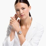 Swarovski Crystalline Glam Silver Dial Grey Leather Strap Watch for Women - 5452455 Authentic Buy Shop Now