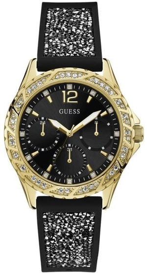 Guess Swirl Quartz Black Dial Black Silicone Strap Watch for Women - W1096L3 Authentic Buy Shop Now