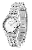 Gucci G Timeless Diamonds Mother of Pearl Dial Silver Steel Strap Watch For Women - YA126510 Authentic Buy Shop Now