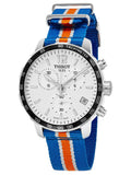 Tissot Quickster Chronograph NBA New York Kicks White Dial Multicolored Nato Strap Watch For Men - T095.417.17.037.06 Authentic Buy Shop Now