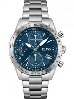 Hugo Boss Pilot Blue Dial Silver Steel Strap Watch for Men - 1513850 Authentic Buy Shop Now