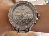 Michael Kors Wren Chronograph Crystals Silver Dial Silver Steel Strap Watch For Women - MK6317 Authentic Buy Shop Now