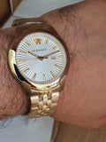 Versace V-Urban Quartz White Dial Gold Steel Strap Watch For Men - VELQ00719 Authentic Buy Shop Now