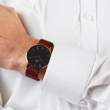 Daniel Wellington Classic Roselyn Black Dial Maroon Nylon Strap Watch For Women - DW00100269 Authentic Buy Shop Now
