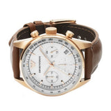 Emporio Armani Sportivo Chronograph White Dial Brown Leather Strap Watch For Men - AR5996 Authentic Buy Shop Now