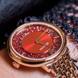Swarovski Crystalline Chic Red Dial Rose Gold Steel Strap Watch for Women - 5547608 Authentic Buy Shop Now