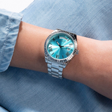 Guess Connoisseur Turquoise Dial Silver Steel Strap Watch for Men - GW0265G11 Authentic Buy Shop Now