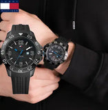 Tommy Hilfiger Sport Multifunction Black Dial Black Rubber Strap Watch for Men - 1790983 Authentic Buy Shop Now