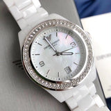 Emporio Armani Ceramica White Mother of Pearl Dial Stainless Steel Strap Watch For Women - AR1426 Authentic Buy Shop Now