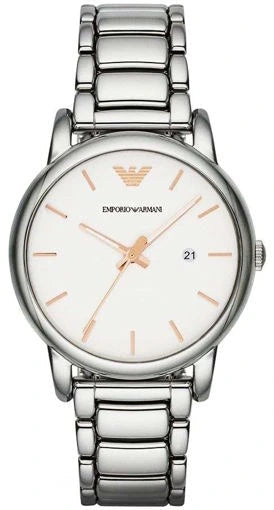 Emporio Armani Quartz White Dial Silver Steel Strap Watch For Men - AR90000 Authentic Buy Shop Now