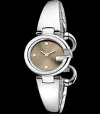 Gucci Guccissima Quartz Diamonds Brown Dial Silver Steel Strap Watch For Women - YA134503 Authentic Buy Shop Now